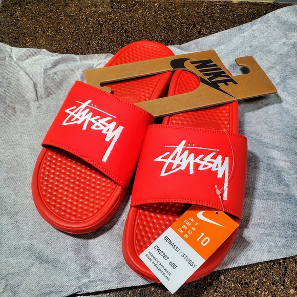 Nike Benassi X Stussy slides RED - Picture 5 of 12